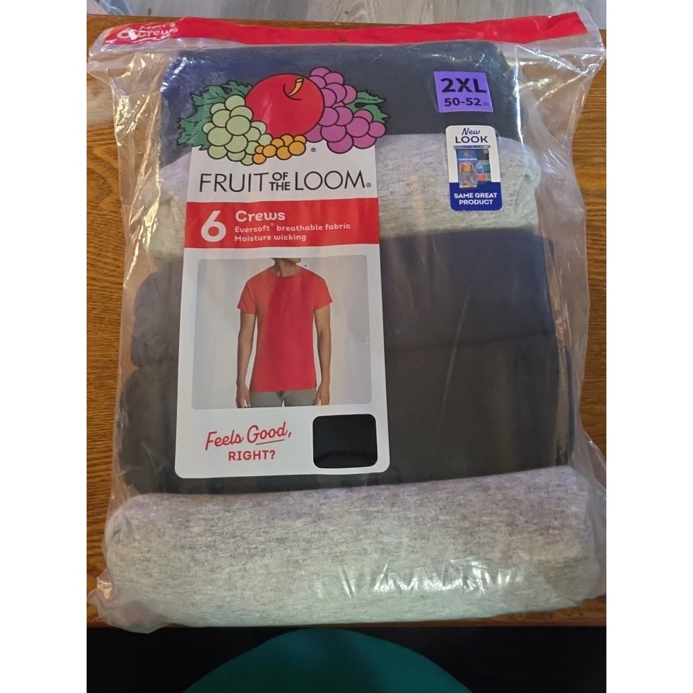 Fruit Of The Loom 6P2802C Stay Tucked Assorted Cotton Crew T-Shirt - 6 Pack. 2xl